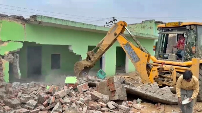 Action against illegal Madrasa in Sambhal (Photo: Screengrab)