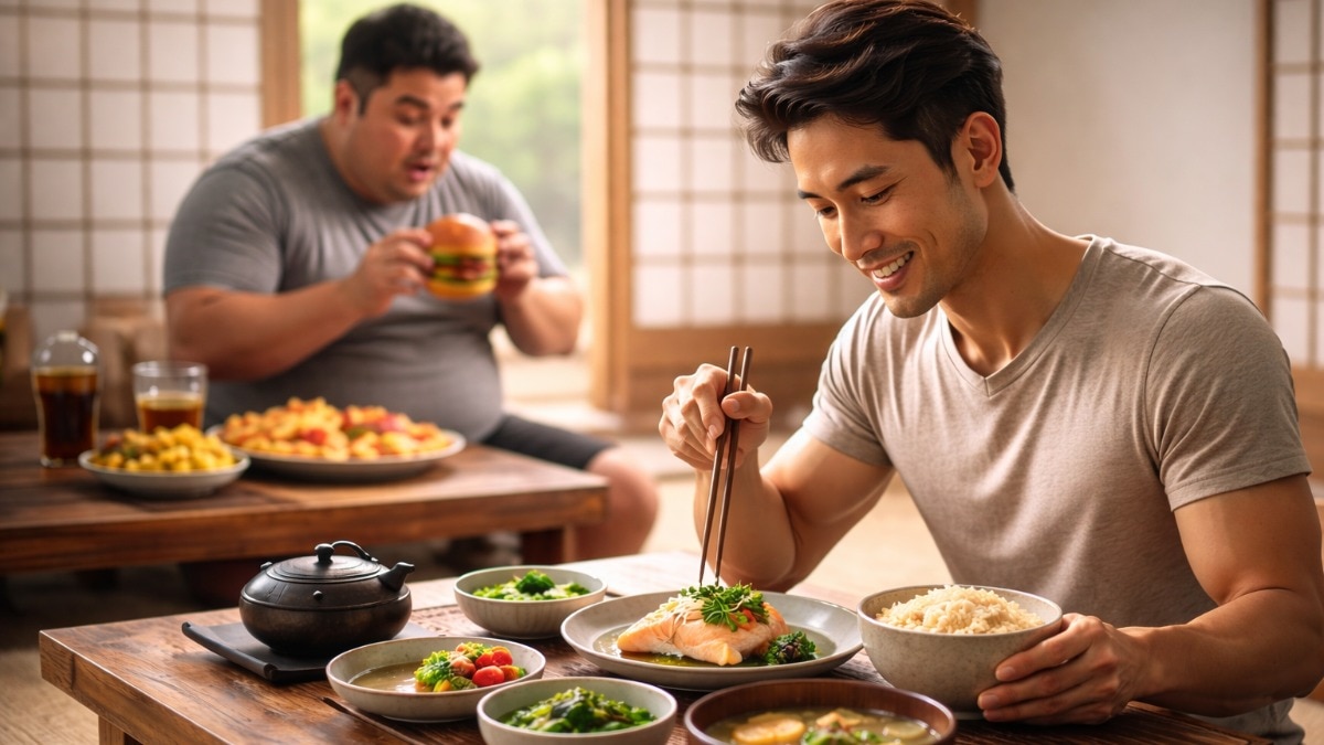 जापानी लोगों की ईटिंग स्टाइल काफी अच्छी होती है. (Photo: AI Generated)