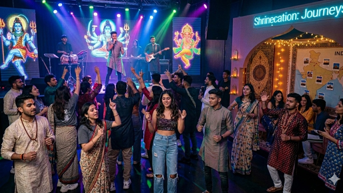 ये नए ज़माने की भजन संध्या है, जहां माहौल पूरी तरह क्लब वाला होता है. 