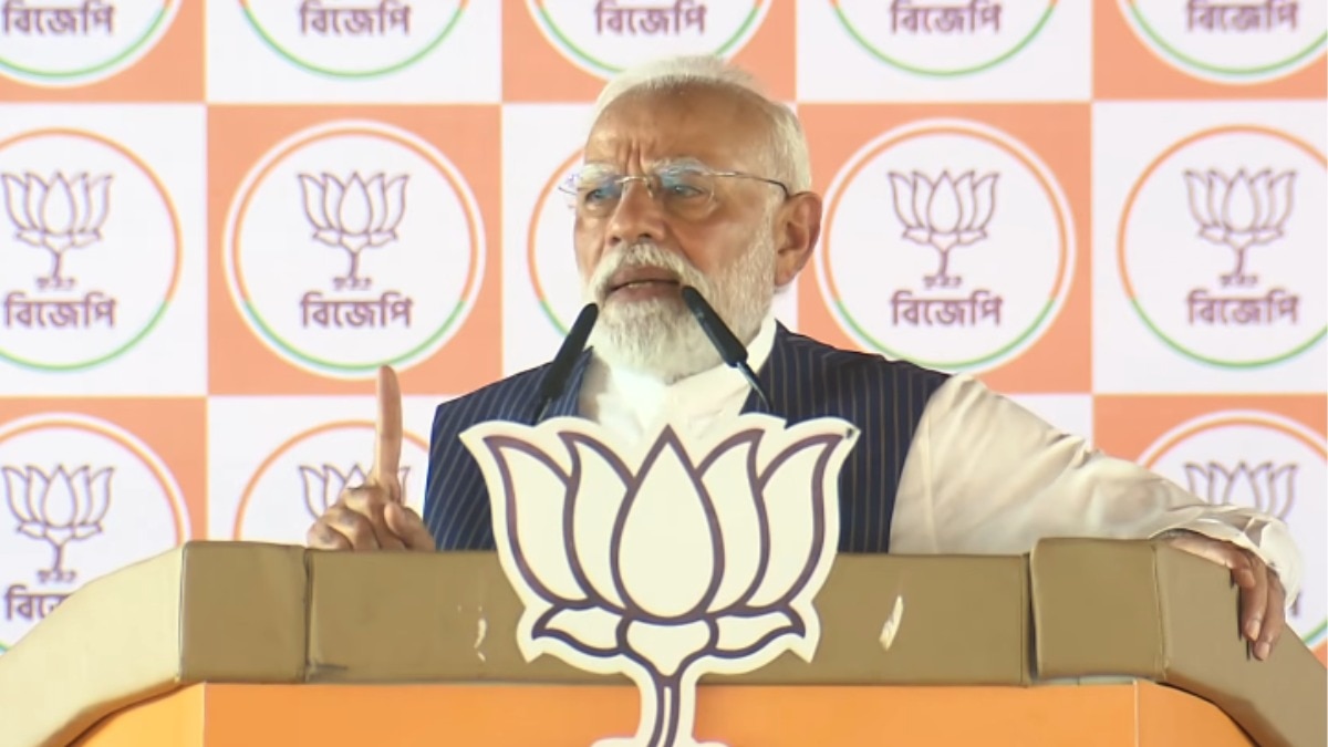 पीएम मोदी ने बंगाल में बीजेपी की जीत का दावा किया. (Photo- Screengrab)