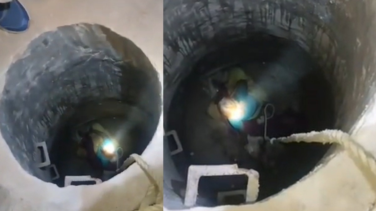 करीब आधे घंटे की मेहनत के बाद शांति बाई को बाहर निकाला गया.(Photo:Screengrab)