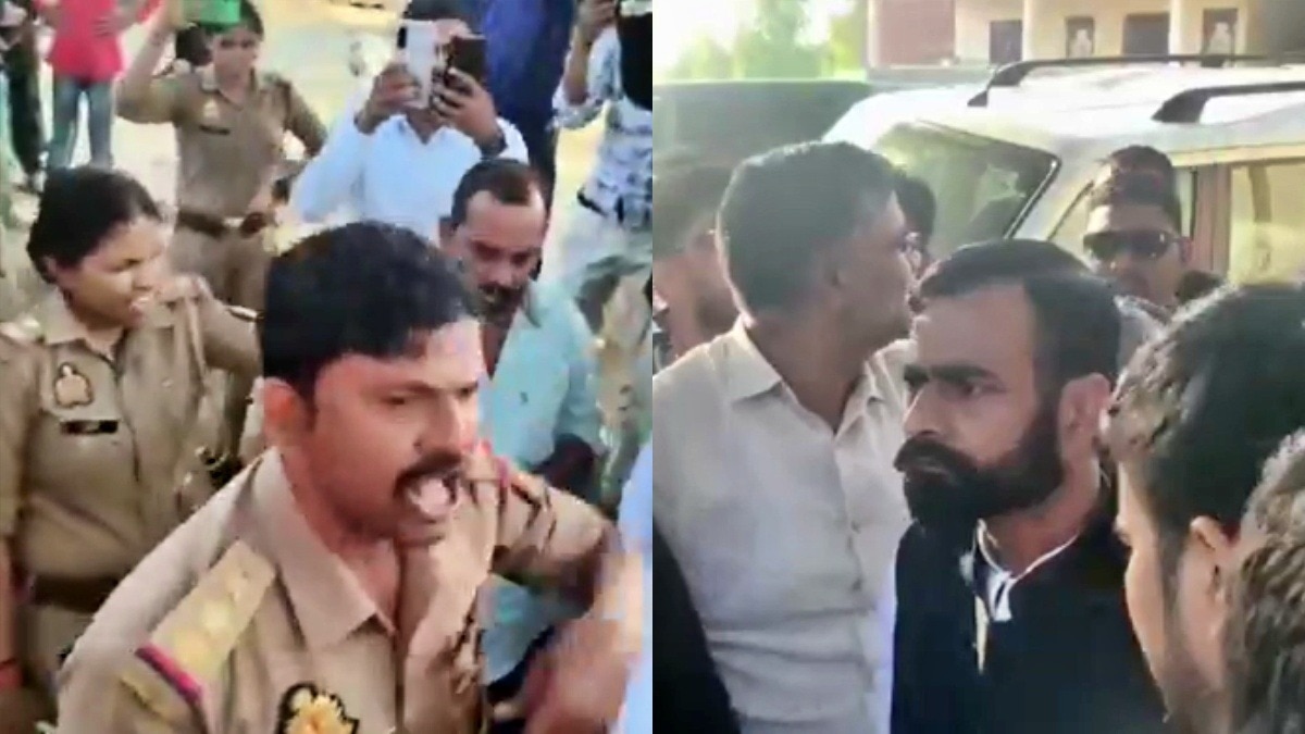 Clash between Swami Prasad Maurya's party workers and the police in Fatehpur (Photo: Screengrab)