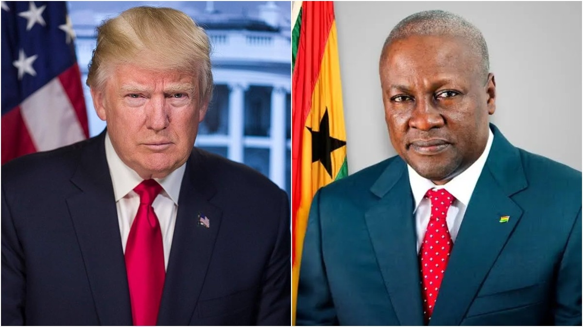 US President Donald Trump (L) and Ghanaian President John Dramani Mahama