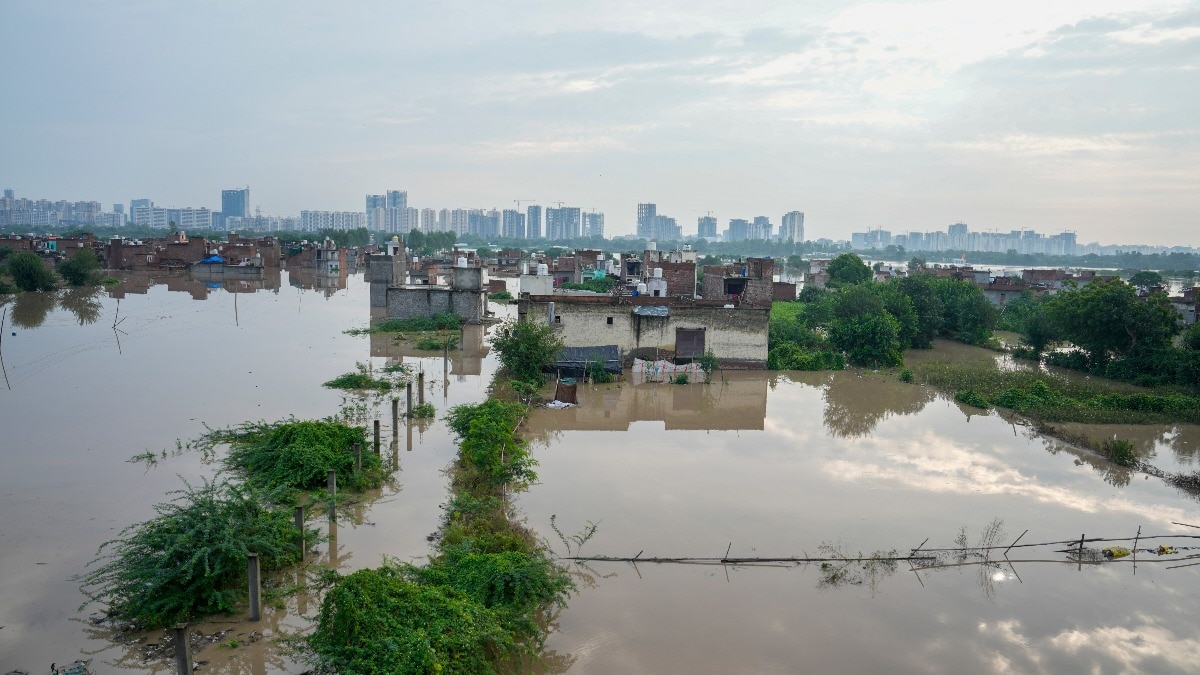 A flooded residential area in New Delhi