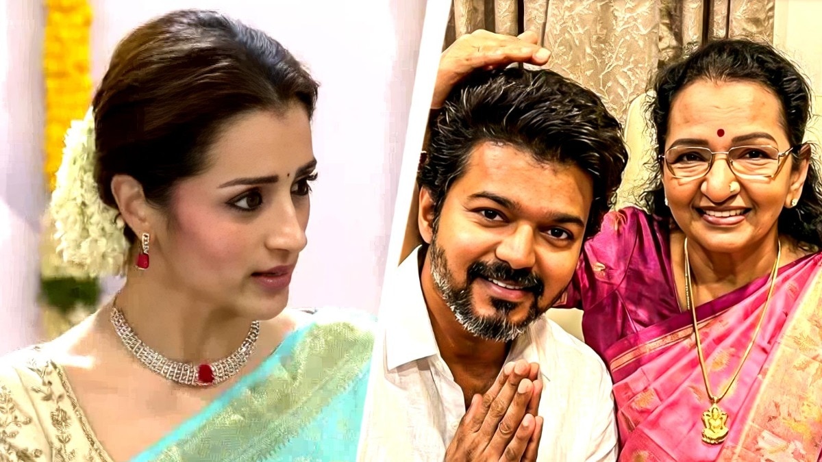 Thalapathy Vijay mother emotional actress trisha Krishnan