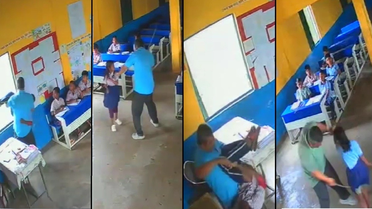 बच्ची पर डंडे बरसाए, छात्र को उल्टा लटकाया! CCTV में कैद टीचर की दरिंदगी