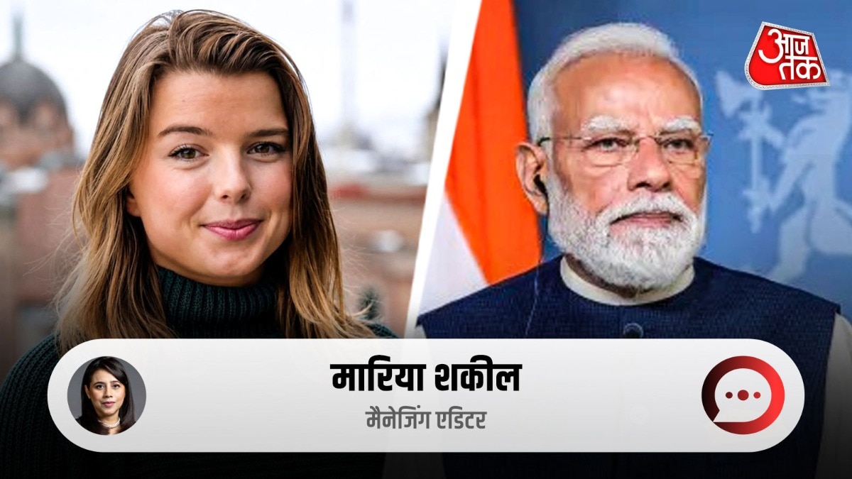 नॉर्वे की पत्रकार हेला लेंग और पीएम मोदी. (Photo: ITG)