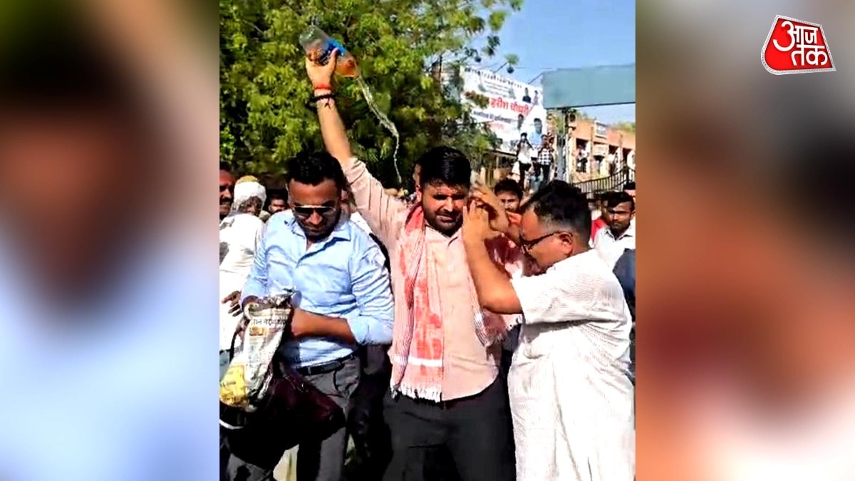 MLA Bhati sprinkles petrol on himself during Collectorate march creates panic in police