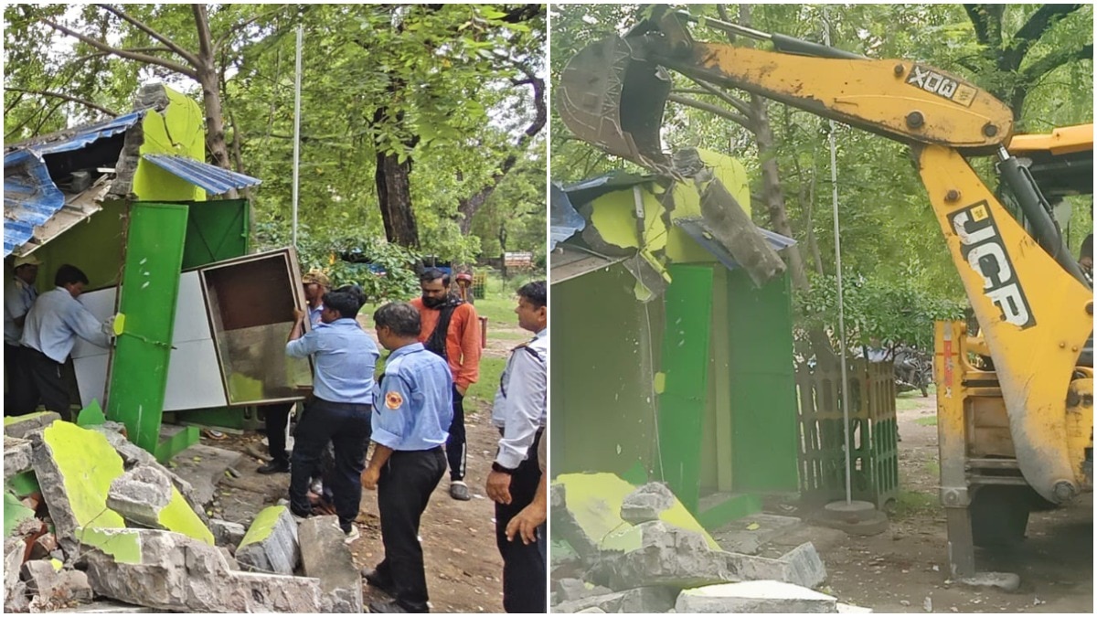 आसनसोल के बर्नपुर में स्टील अथॉरिटी ऑफ इंडिया लिमिटेड ने अपनी जमीन पर कब्जा करके बने टीएमसी कार्यालय को बुलडोजर से ध्वस्त किया. (Photo: ITG)