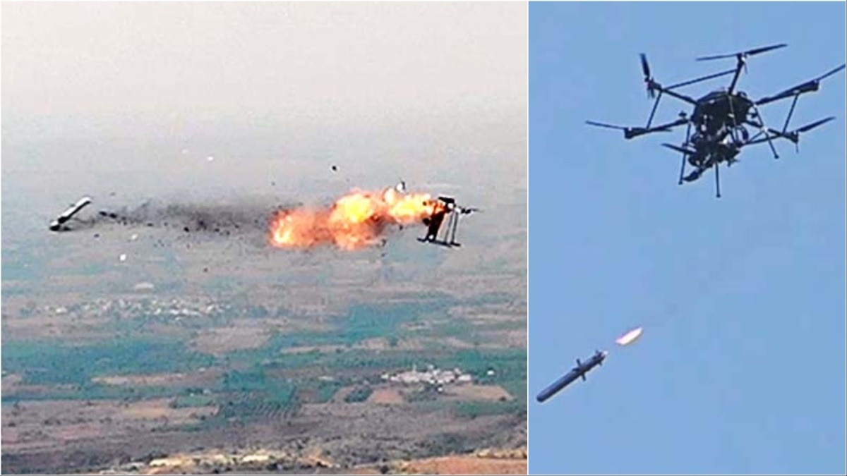 ड्रोन से मिसाइल छूटी और सीधे टारगेट पर लगी. (Photo: DRDO)