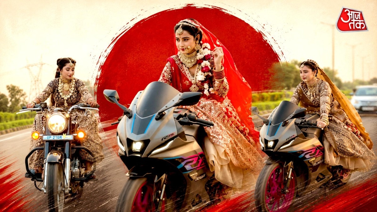  Moradabad Stunts on the Highway Dressed as a Bride! Young Woman's Bike Reels Go Viral 