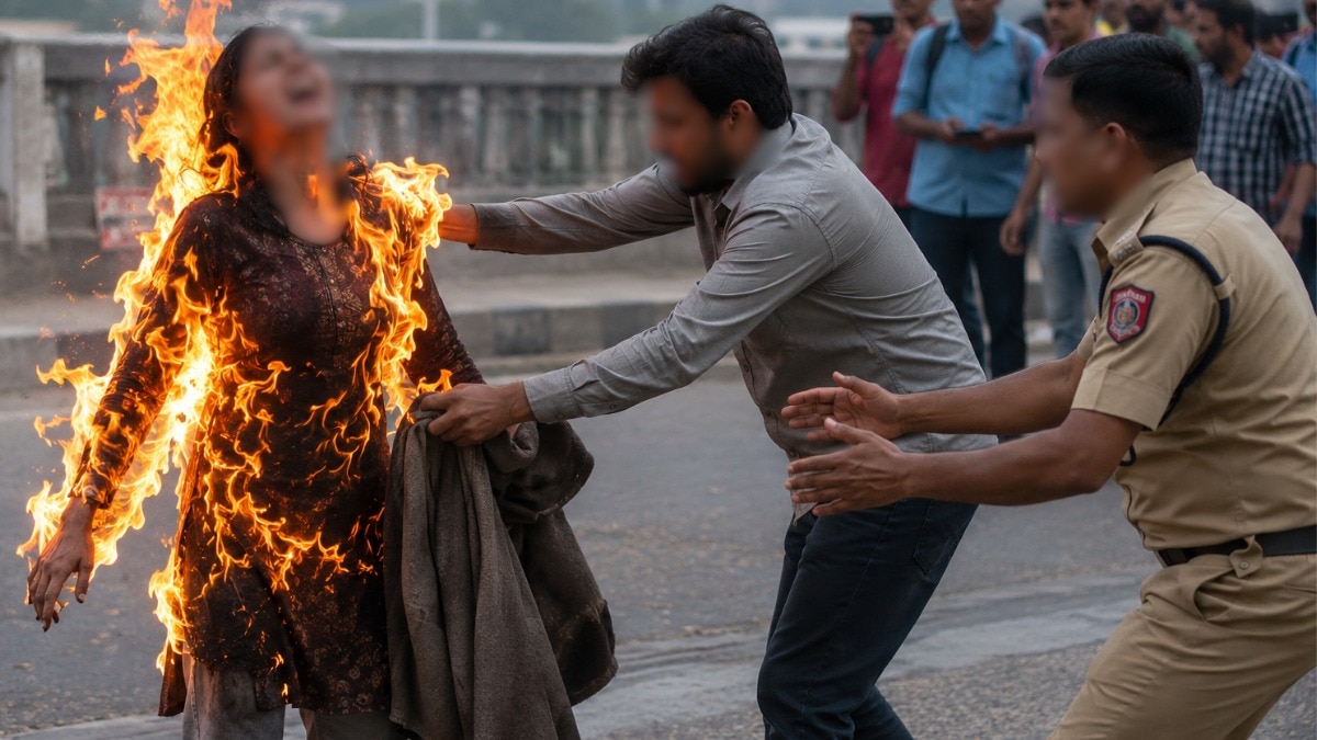 80% तक झुलसी युवती.(Photo: AI-generated)