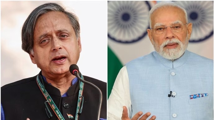 शशि थरूर और प्रधानमंत्री मोदी (Photo: PTI)