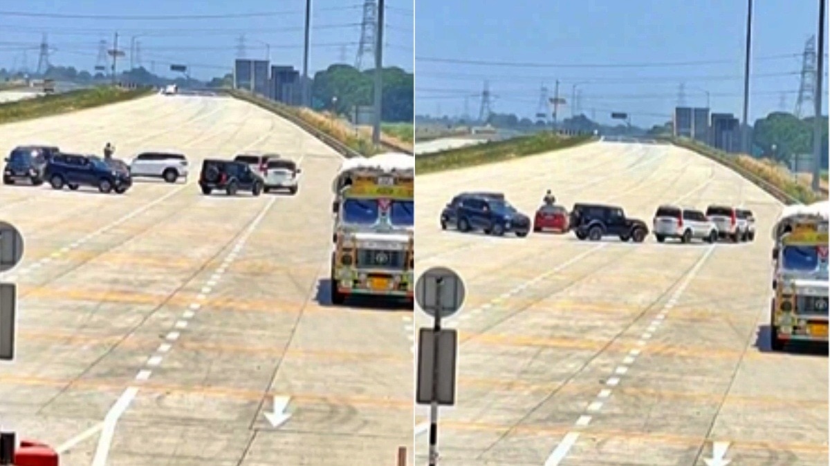 Stunts performed in the middle of the road on the expressway in Meerut (Photo: Screengrab)