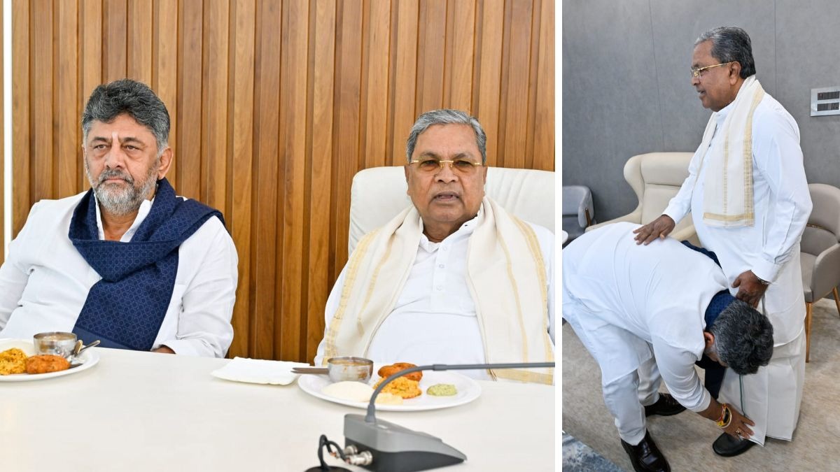 कर्नाटक के मुख्यमंत्री सिद्धारमैया के साथ डिप्टी सीएम डीके शिवकुमार. (Photo: PTI)