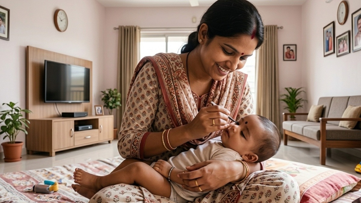 बच्चों को काजल लगाना सही या गलत (Photo: ITG)