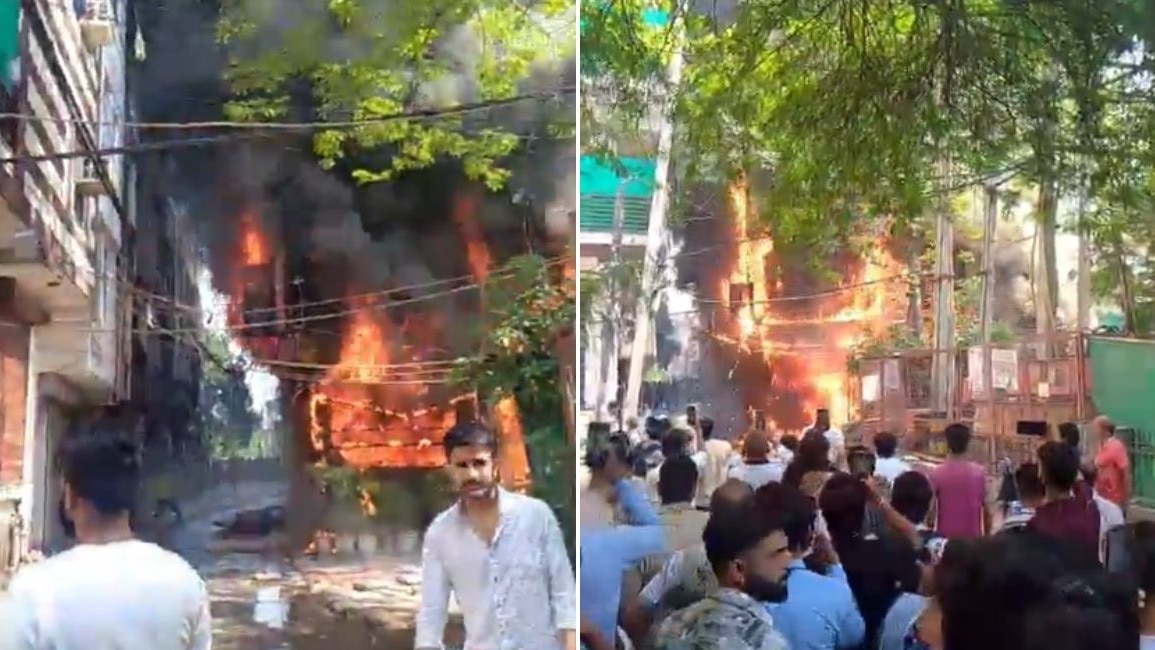  delhi malviya nagar lemon green restaurant fire 