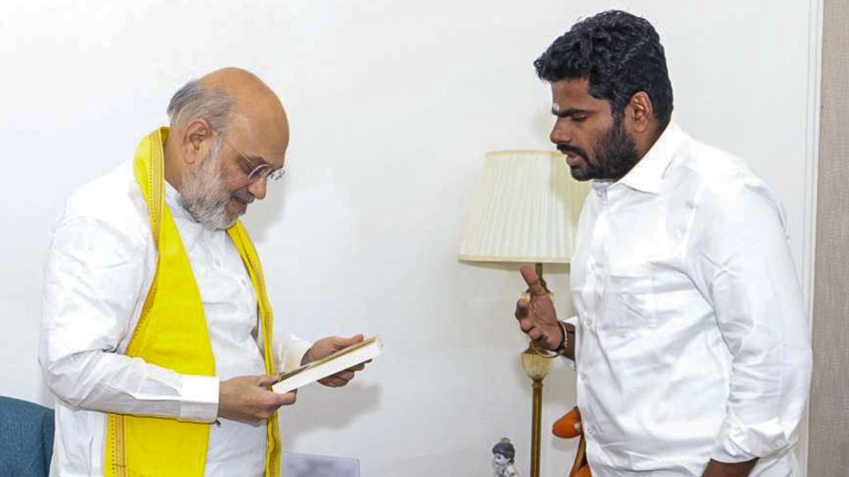 केंद्रीय मंत्री अमित शाह और तमिलनाडु बीजेपी के नेता के. अन्नामलाई. (Photo: PTI) 