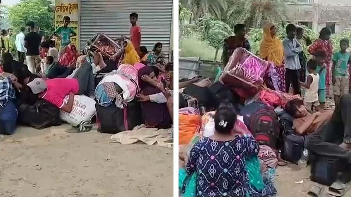 बांग्लादेश की सीमा पर काफी ज्यादा मात्रा में प्रवासी जमा हो रहे हैं. (Screengrab: ITG)