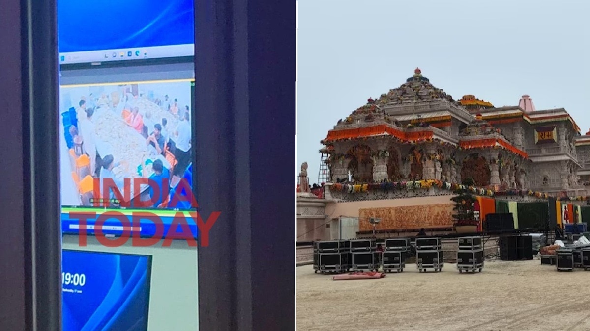 राम मंदिर में टेबल पर नोटों का ढेर और चारों ओर बैठकर गिनती (Photo: itg)