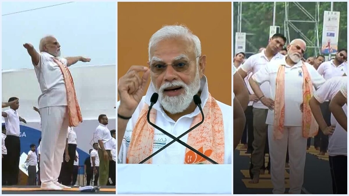 कोलकाता के रेड रोड पर PM मोदी ने किया योग. (photo: ITG)