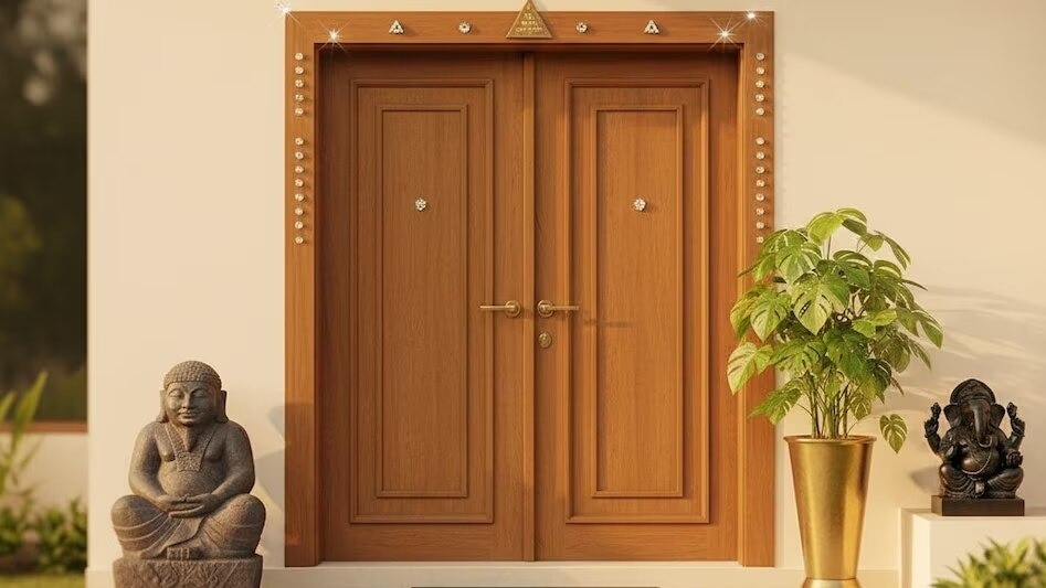 वास्तु विशेषज्ञों के अनुसार, यदि मुख्य द्वार पर कुछ विशेष वस्तुएं सही तरीके से लगाई जाएं तो घर का माहौल अच्छा रहता है. (Photo: ITG)