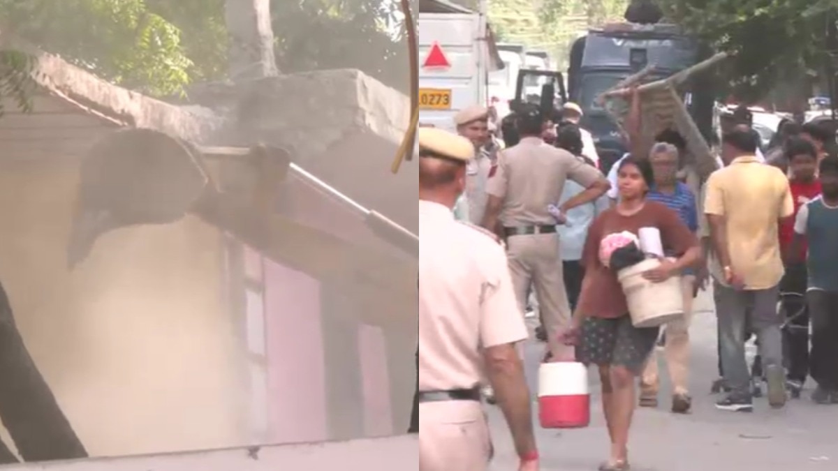 दिल्ली HC के आदेश के बाद यमुना बाजार में बुलडोजर एक्शन तेज हो गया. (Photo- Screengrab)