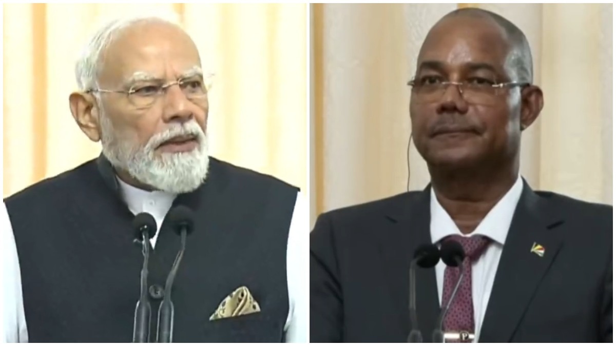 भारत के प्रधानमंत्री नरेंद्र मोदी और सेशेल्स के राष्ट्रपति पैट्रिक हर्मिनी. (Photo: X/@Narendramodi)