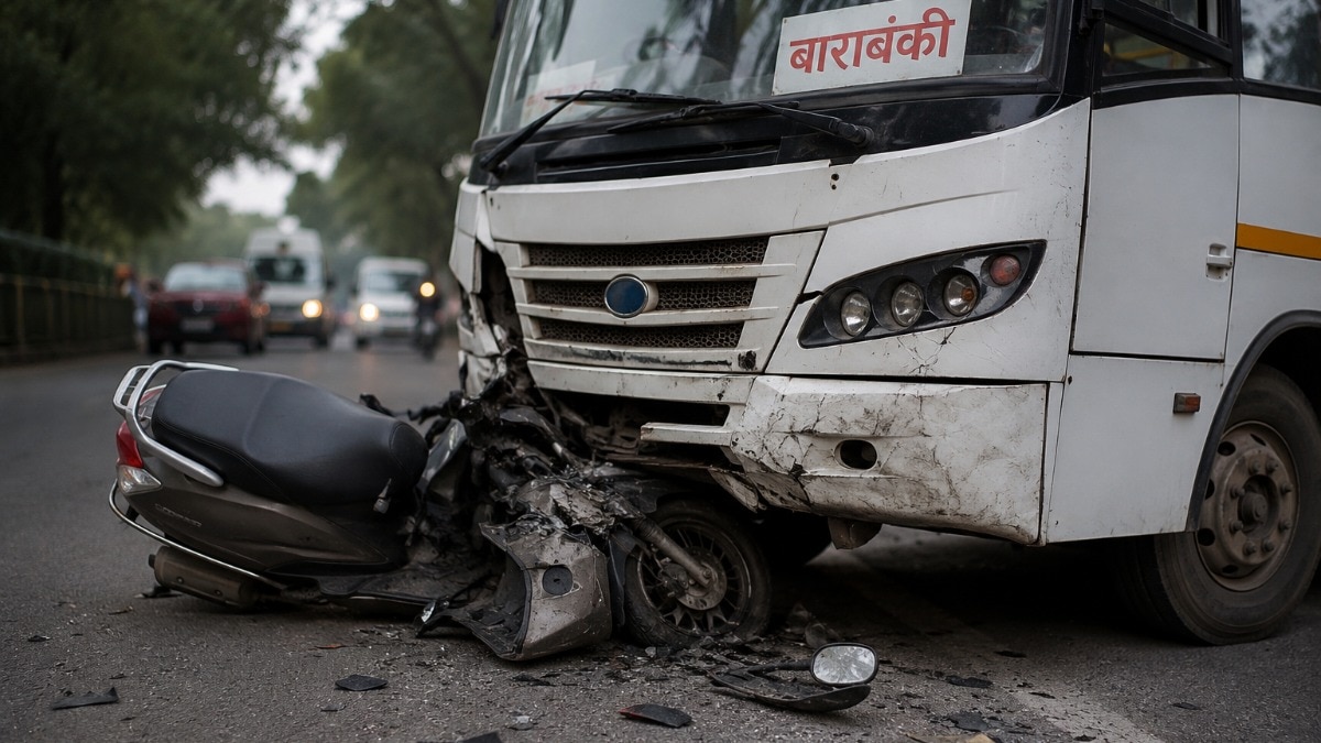 स्कूटी के परखच्चे उड़ गए.(Photo: AI-generated)