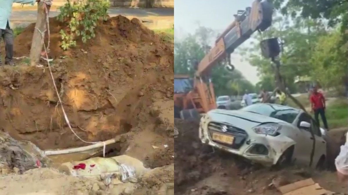 कार सवार की जान बाल-बाल बची. (Photo- Screengrab)