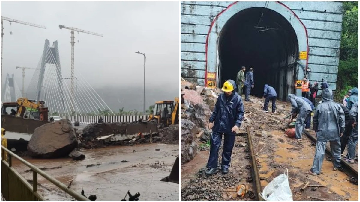 Amidst torrential rain, the Mumbai-Pune 'Missing Link' and the Mumbai-Pune rail route were closed due to landslides