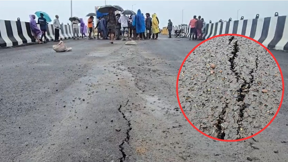 Chhattisgarh rajnandgaon railway overbridge road damage