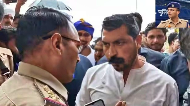 Heated exchange between police and Chandrashekhar Azad during Meerut visit (Photo: ITG)