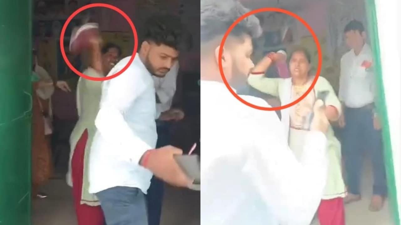 VIDEO: महिला प्रिंसिपल ने अभिभावक को जूतों से पीटा, TC को लेकर बवाल