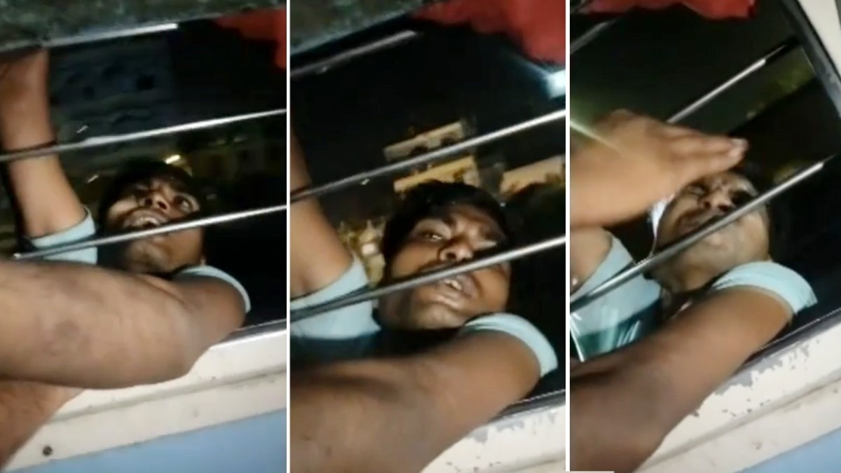 मानसी से खगड़िया तक हवा में लटका रहा चोर.(Photo:Screengrab)