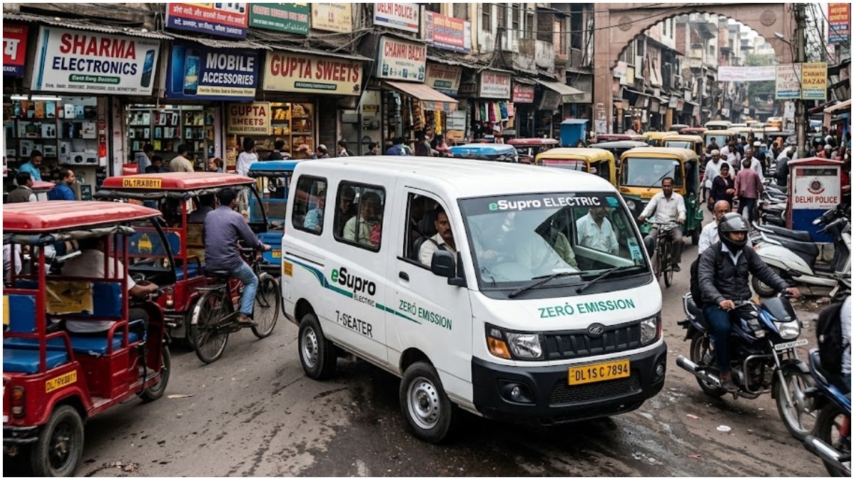  दिल्ली सरकार लास्ट-माइल कनेक्टिविटी मजबूत करने और ई-रिक्शा के विकल्प के तौर पर 7-सीटर इलेक्ट्रिक वैन चलाने का प्लान कर रही है. (Photo: AI Generated)