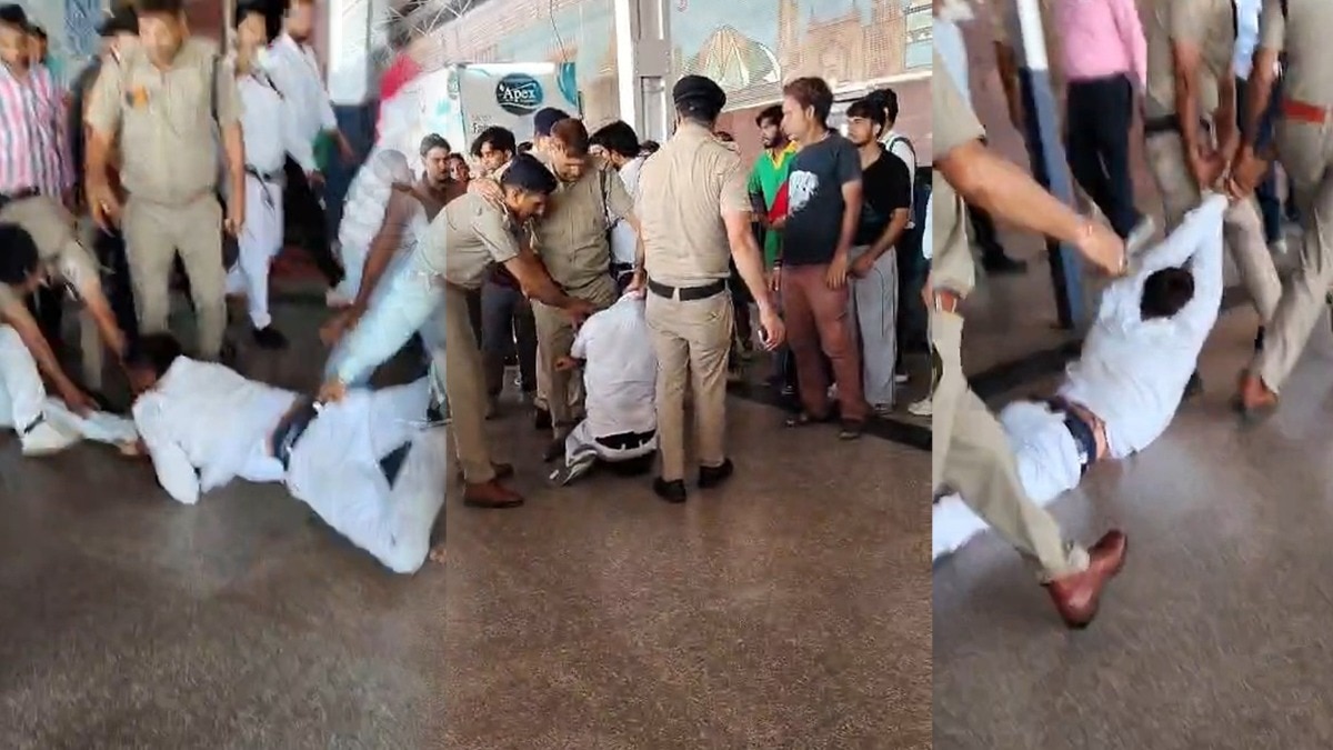 आगरा रेलवे स्टेशन पर जमकर हंगामा हुआ जिसमें चार आरपीएफ जवान सस्पेंड हो गए (Photo: ITG)
