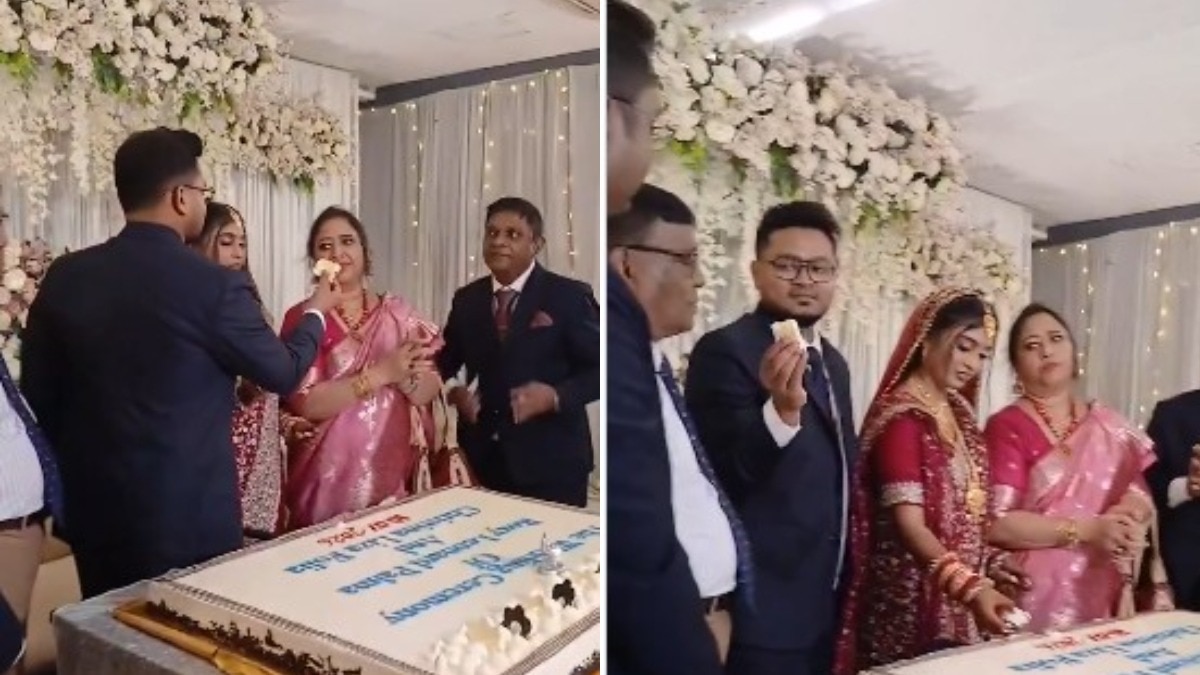 पत्नी नहीं, मां को खिलाया शादी का पहला केक, VIDEO पर छिड़ गई बहस