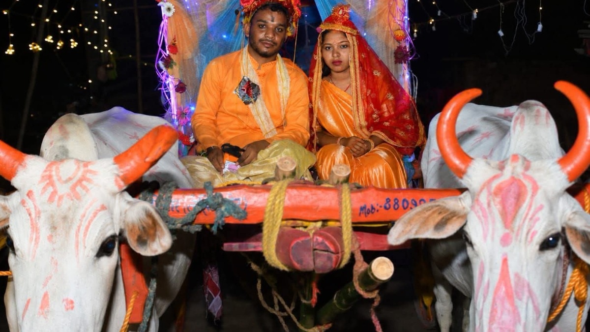 बैलगाड़ी पर हुई दुल्हन की विदाई. (Photo: Satyajit/ITG)