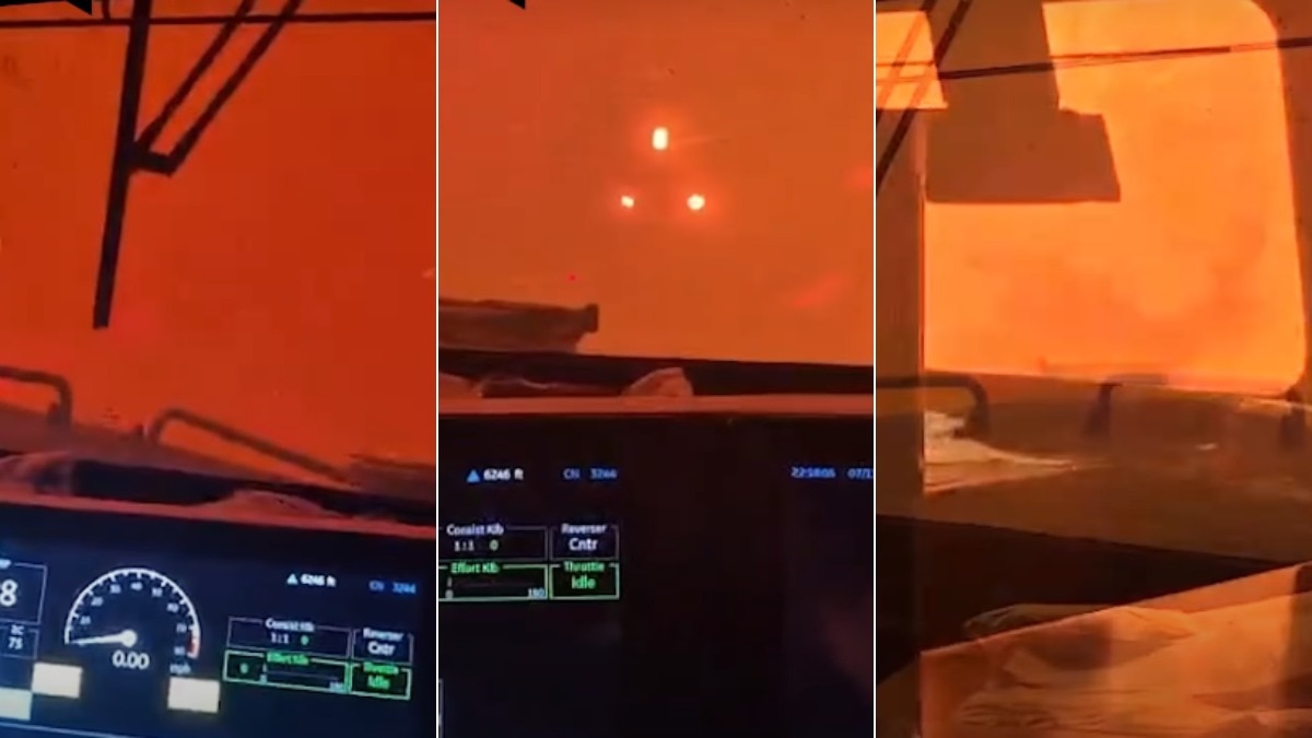 Train Surrounded by wildfire