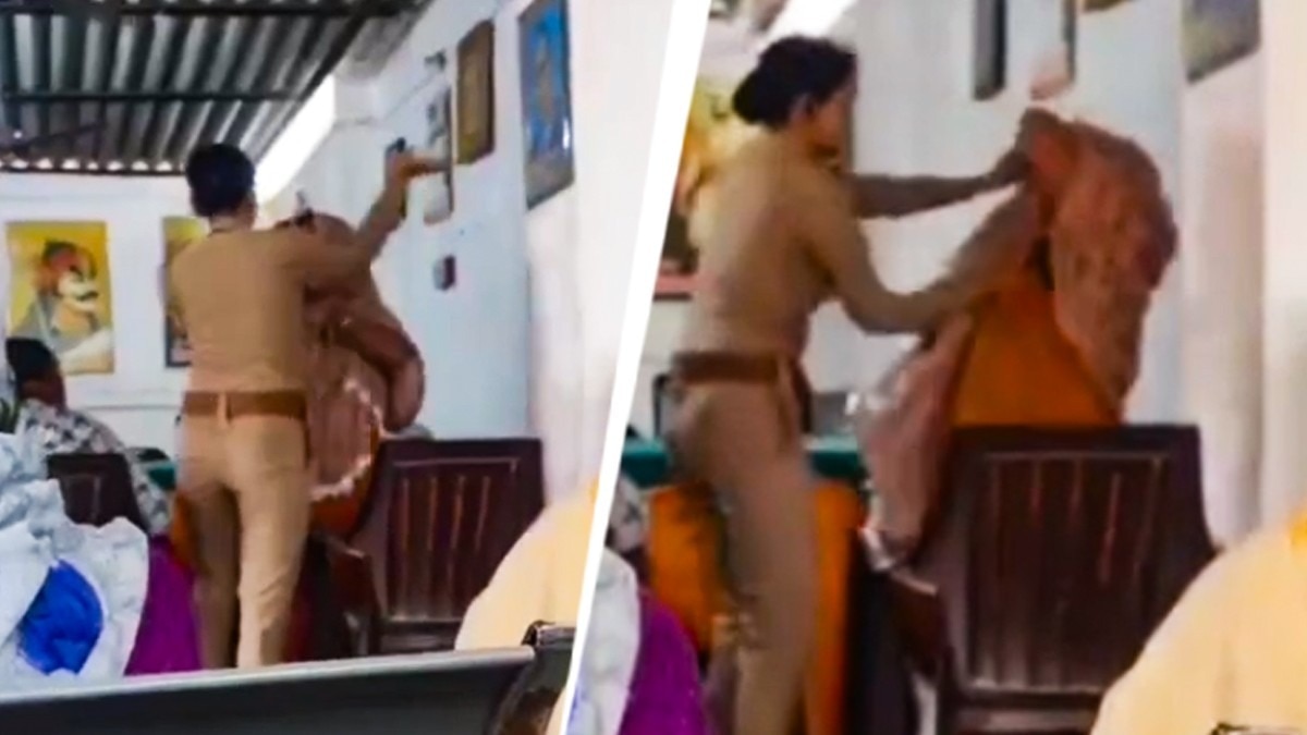थाने में महिला SI ने महिला को जमकर मारे चांटे. (Photo: Screengrab)