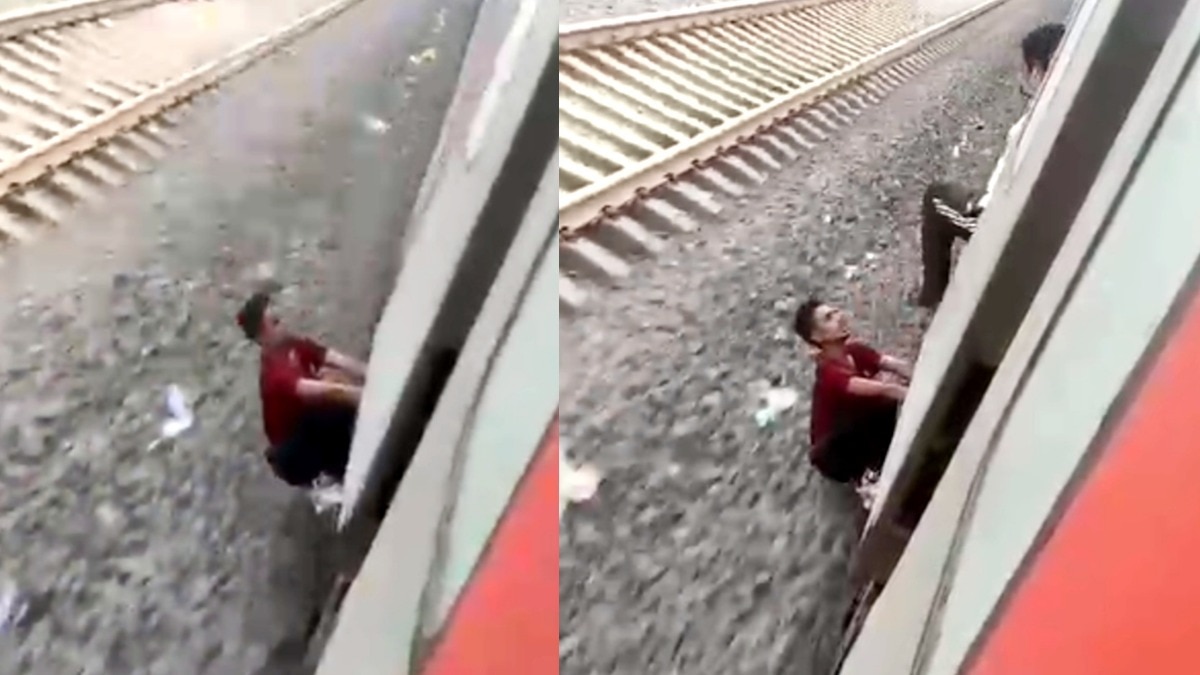 चलती ट्रेन से लटके मोबाइल चोर को मारी लात और गिरा दिया नीचे... रोंगटे खड़े कर देने वाला वीडियो
