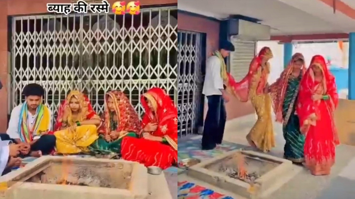 एक दूल्हा-तीन दुल्हनें, अमरोहा का वीडियो वायरल (Photo- Screengrab)