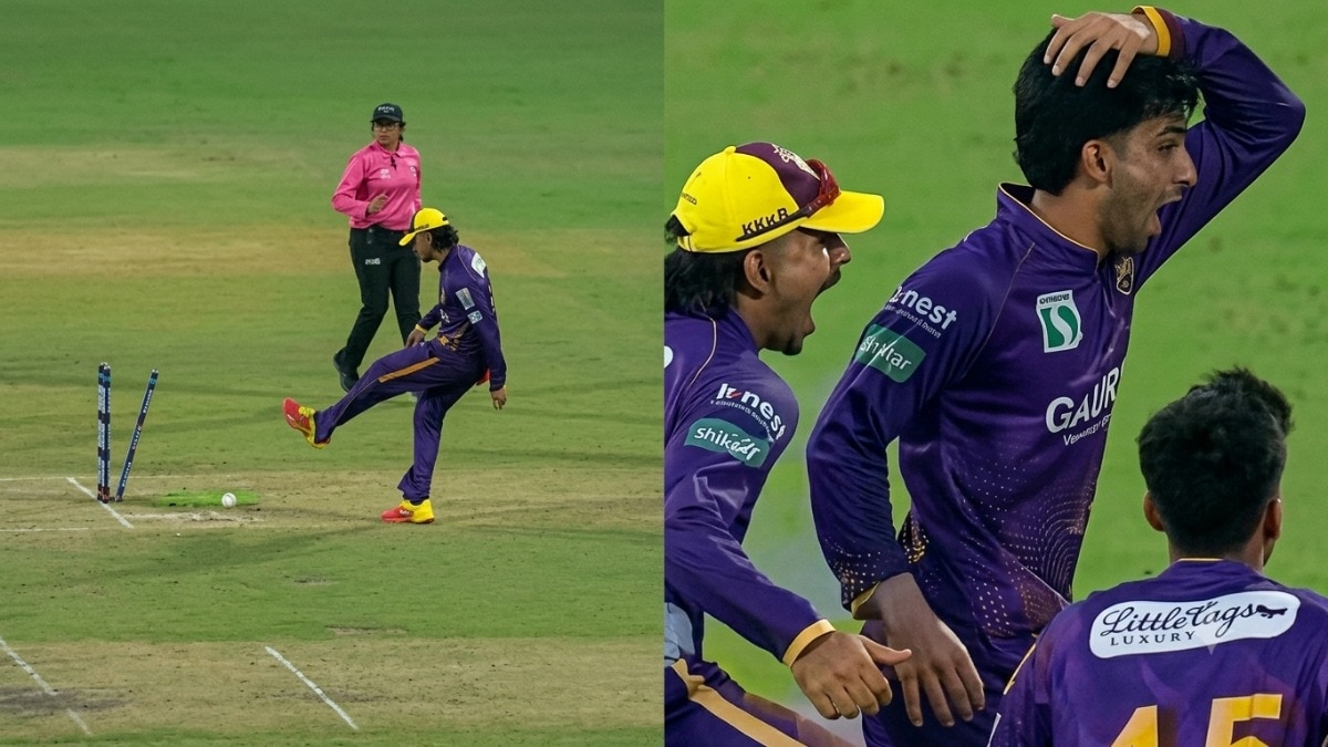 DPL 2026 में हिम्मत सिंह ने किया सबसे अनोखा रन आउट (Photo: Instagram/DPL/Screengrab)