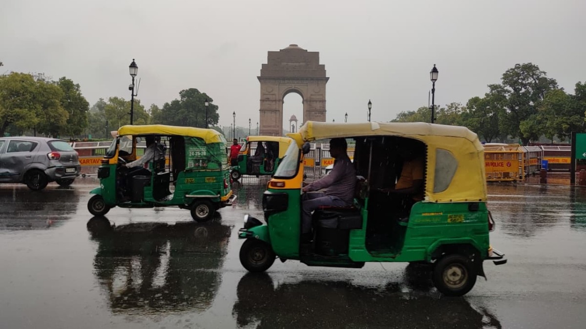 A view of India Gate after heavy rain in Delhi