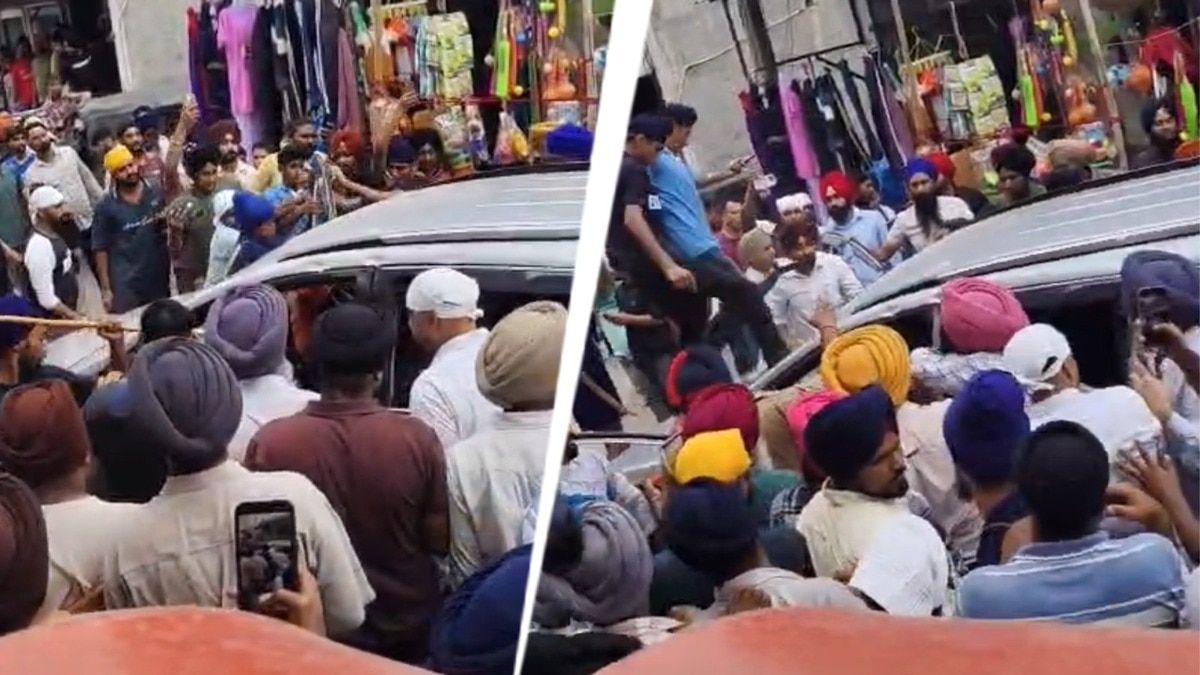 हिंदू नेता की गाड़ी रोककर हमला.  (Photo: Screengrab)