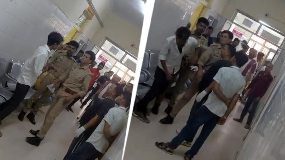 Policeman Beaten man in hospital 