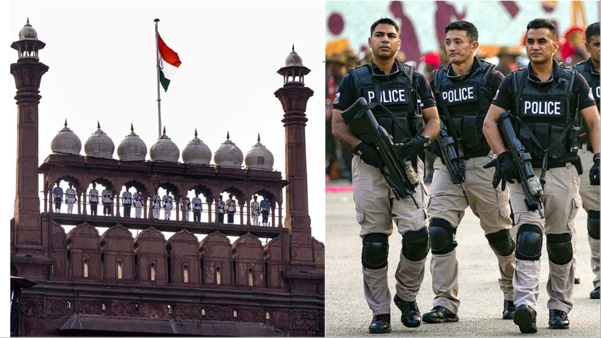 लाल किले की सिक्योरिटी काफी टाइट की गई है. यहां पर कल इंडिपेंडेंस डे इवेंट होने वाला है. (Photo: PTI)