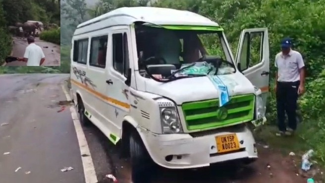 हाथियों के झुंड ने गाड़ी पर बोला धावा (Photo- Screengrab)