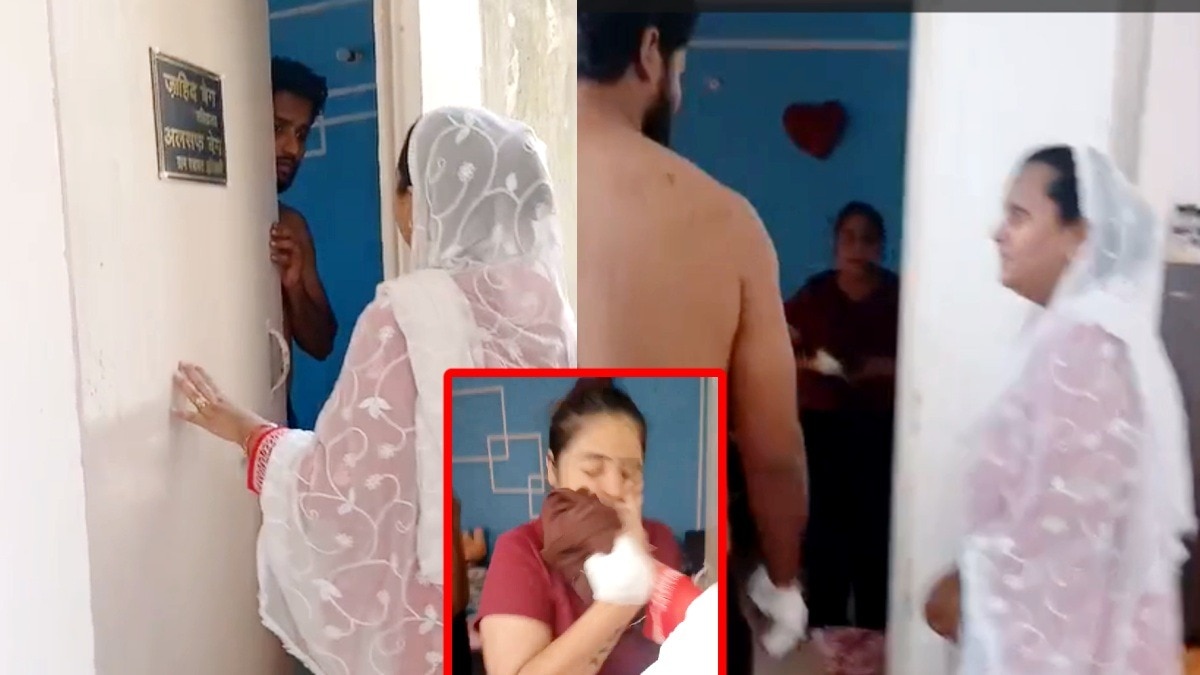 पुलिस संग अचानक पहुंची पत्नी ने मचाया हंगामा.(Photo:Screengrab)
